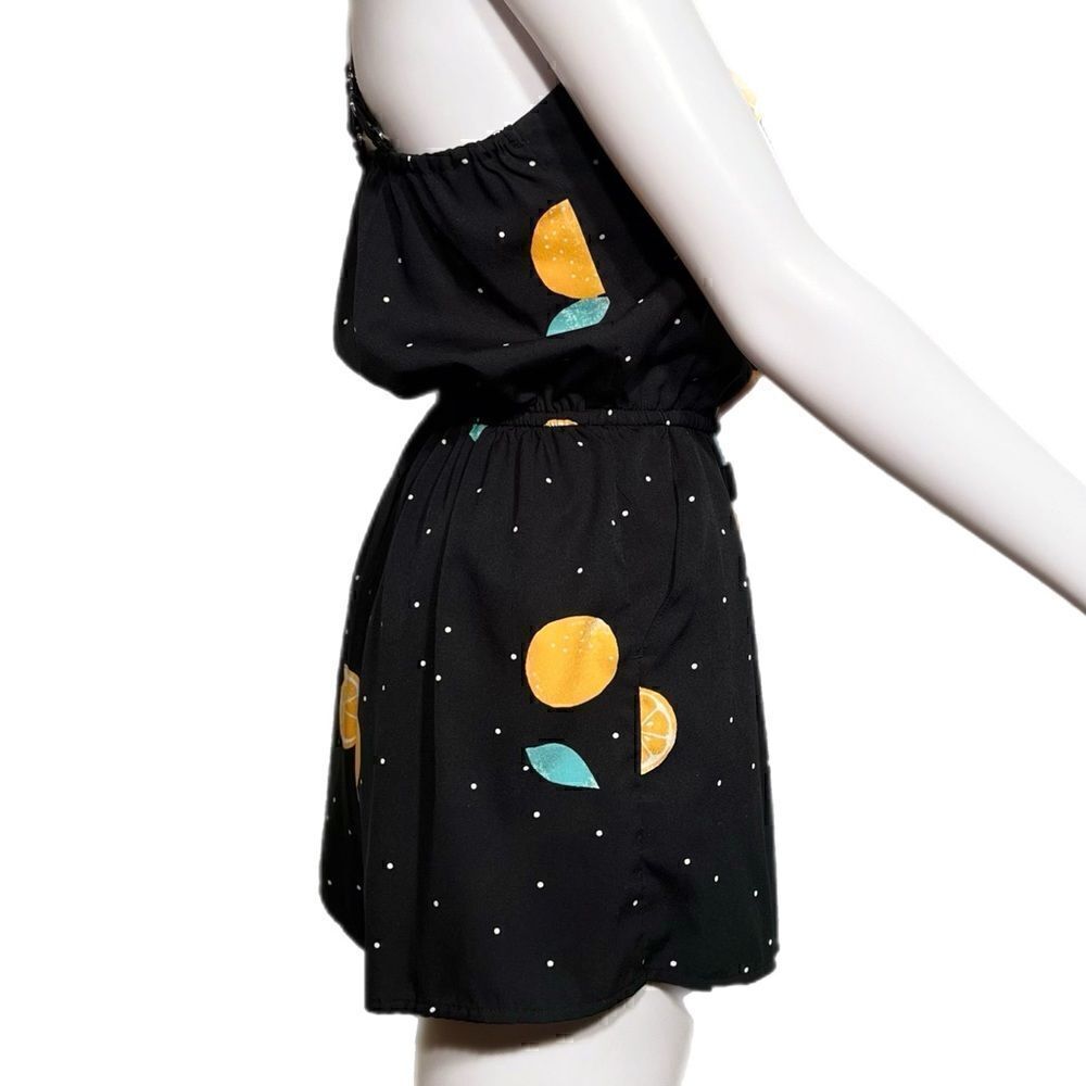 Silky Fruit Print Pocket Romper